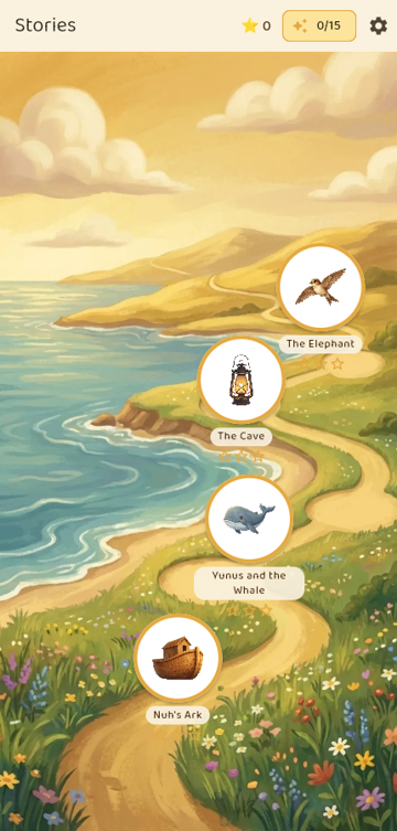Story map with an illustrated winding path